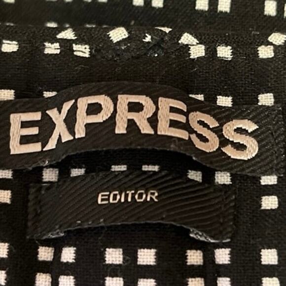 Express Black High Rise Plaid Checkered Straight Leg Trouser Dress Pants Size 8 - Picture 4 of 5